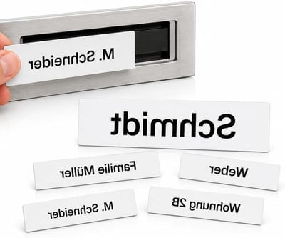 Naamplaatjes - Naambordjes brievenbus - Huisnummering - Mat gelamineerd - 16 x 1.5 cm - Wit met zwarte tekst