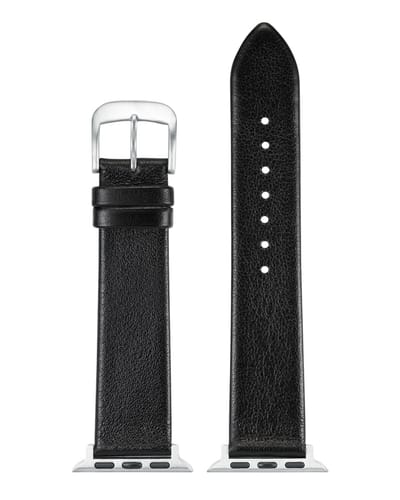 EULIT horlogeband geschikt voor Apple Watch 38/40/41 maat - Serie 1/2/3/4/5/6/7/8/9/10 + SE - nappa smart - 20 mm - zwart - metalen verguld gesp - incl. adapter