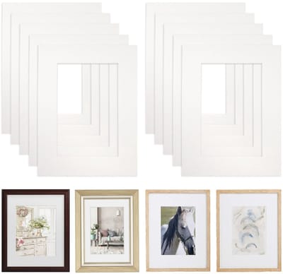 Dailygoods- Passe-partout 10 Stuks - Zuurvrij Karton 15x20 cm - Buitenmaat 9x14 cm - Voor Inlijsten van Foto's - Duurzaam en Professioneel - Perfecte Ondergrond - Inlijstkarton