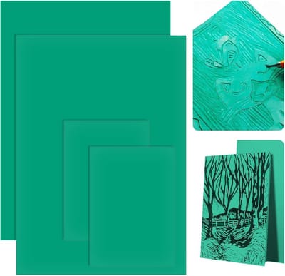 Set van 4 Zachte Linoleum Platen voor Linodruk en Stempels Maken