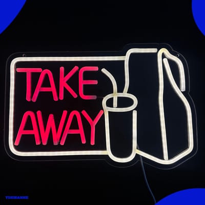 Neon Lamp - Take Away - Restaurant - Dimbaar - Incl. Ophanghaakjes - Neon Sign - Neon Verlichting - Neon Led Lamp - Wandlamp