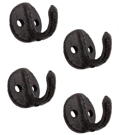 Allecto - Gietijzeren wandhaken - Decoratieve wandhaak - Set van 4 stuks - Donkerbruin - Handdoekhouder - Geschikt voor badkamer en keuken - Vintag...