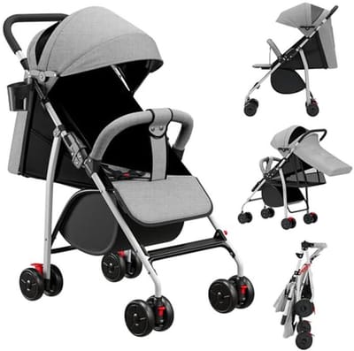 5-in-1 Driewieler - Kinderwagen Fiets - Kind Vervoeren - 360° Draaibare Zitting - Tot 25 kg - C-grijs
