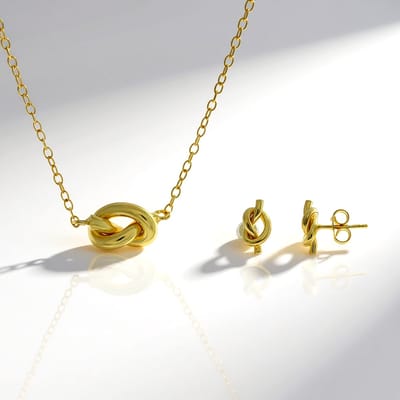 Cavill - Zilveren Sieradenset - 925 Sterling Zilver - 18K Goud Verguld - Ketting 45cm & 10mm Oorbellen - Elegant Minimalistisch
