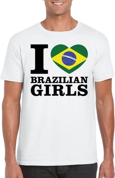 I love Brazilian girls t-shirt wit heren - Brazilie shirt S