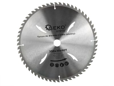 GEKO Cirkelzaagblad - Houtbewerking - Koelgaten - 350 mm - 60 Tanden