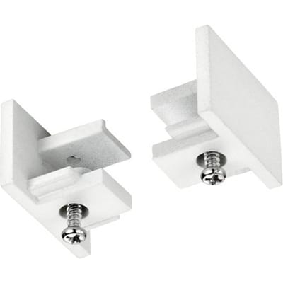 Spanningsrail Eindkap - 2 Stuks - DUOLINE - 2 Fase - Mat Wit