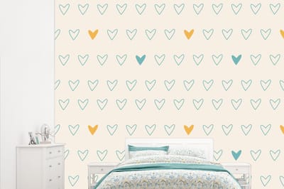 Behang - Fotobehang Minimalisme - Patroon - Baby - Hart - Breedte 315 cm x hoogte 260 cm