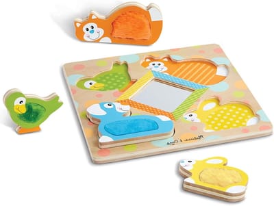 Houten Puzzel - Voel Puzzel - Baby Ontdekking - Voel en Raak Elementen - Niet Gespecificeerd - Multicolor