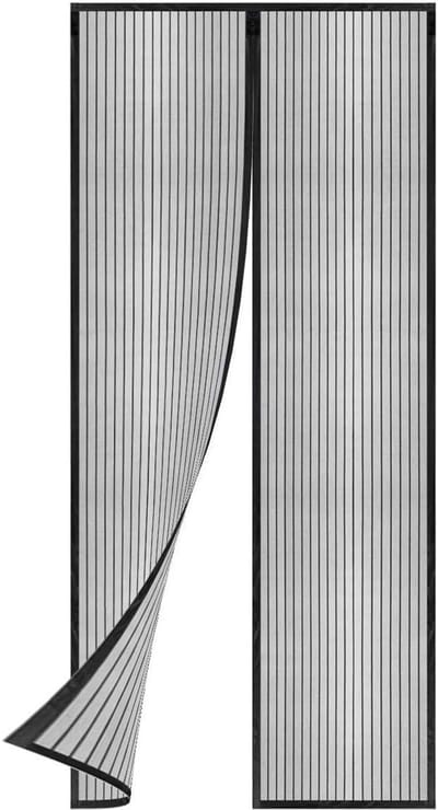 Flei Vliegengaas-deur 185x245cm, magnetisch vliegengordijn, automatisch sluitend, vouwbaar, lucht kan vrij stromen, voor deuren/patio - Zwart