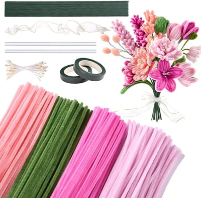 200 Pipe Cleaners voor Creatieve Projecten, 4 Kleuren, DIY Bloemen en Decoraties, Perfect voor Kerstcadeaus en Ambachten