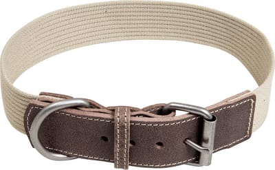 Animal Boulevard Ab30510 - Hals- En Leibanden - Hond - Ab Waxed Leather With Canvas Halsb. Bruin/beige-25mmx32-40cm - Maat: 25mmx32-40cm