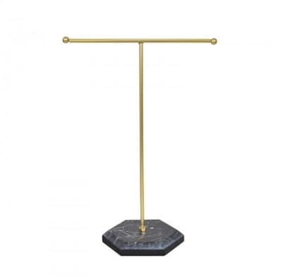 Dailygoods - Sieradenstandaard - Metalen T-bar - Functionele sieradenhouder - Wit/Zwart - Oorbel- en halskettingstandaard - Organiseer je sieraden - G...
