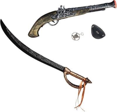 Verkleed wapens set Piraten - pistool - zwaard - ooglapje - kinderen/volwassenen - carnaval accessoires