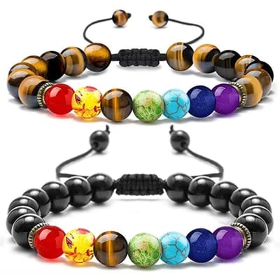 Victorious Set Chakra Natuurstenen Kralen Armband – Heren Armband – Dames Armband – Zwart & Bruin – 15 t/m 22cm