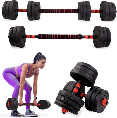 Mobiclinic ExtenFit - Halterset - Verstelbaar - 20 kg - Halterbanken - Veelzijdig - Gewatteerde staaf - 2 in 1 - Inclusief halters en een gevoerde verlengstang - Antislipmoeren - Sterk staal - Thuisfitness