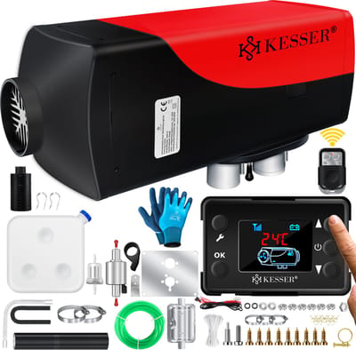 KESSER® Diesel Standkachel 12V / 24V Verwarming 8KW met Thermostaat, LCD-display, Afstandsbediening en Timer - Kachel Luchtverwarmer