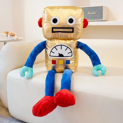 60X25X16Cm Robot Humanoid Speelgoed Gevuld Gouden Zilveren Fantastische E.T. Kussen Pluche Benen En Armen Metgezel Cadeau 60x25x16cm