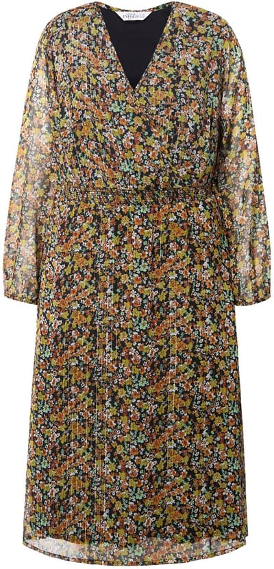 Studio Untold - Dames - Midi-jurk minimalistische bloemetjes A-lijn - Roodbruin - Maat 42+