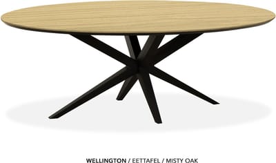 Maxfurn - Ovale eettafel 180x102cm met verjongde rand | Zeer krasvast | Kleur: Misty oak