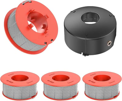 Set van 4 Grastrimmer Spoelen Geschikt voor Diverse Modellen, Diameter 1.6 mm - 8 m Lengte, Inclusief Spoelcover, Ideaal voor Tuinonderhoud en Grasmaaien
