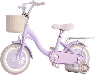 Kinderfiets Meisjes - Loopfiets Kinderen - Leren Fietsen - Met Bel en Mandje - 16 inch - Lila