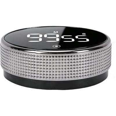 Minuteur de cuisine numérique Minuteur Pomodoro Cadran rotatif Compte à rebours Compte à rebours avec dos magnétique 3 temps prédéfinis Grand écran LED noir