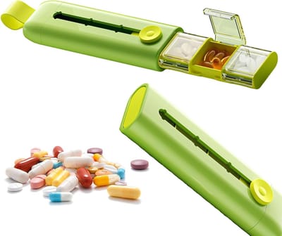 Tablettenbox met 3 vakken voor medicijnen, vitaminen en voedingssupplementen, compacte pillendoos voor onderweg