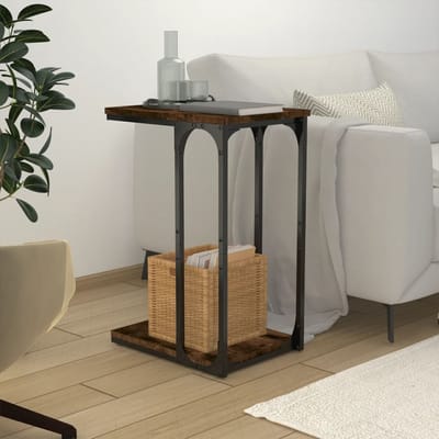 vidaXL - Bijzettafel - 40x30x60 - cm - bewerkt - hout - gerookt - eikenkleurig