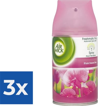 Airwick Freshmatic Max Navulling  Pink Sweet Pea - Voordeelverpakking 3 stuks