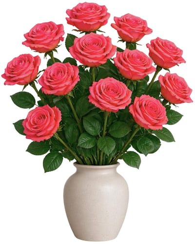 Mica Decorations Kunstbloem Roos Valentine - 10x - H59 cm - roze - kunststof - stelen kunstbloemen - boeket - rozen bloemetjes - Valentijnsdag