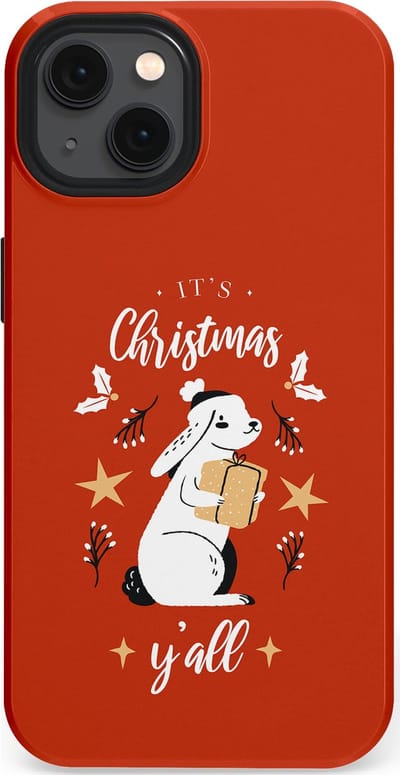 Casetastic hoesje geschikt voor Apple iPhone 13 - MagSafe - Dubbellaagse bescherming - Kerst Konijntje Flappie - Fashion Case - Terracotta