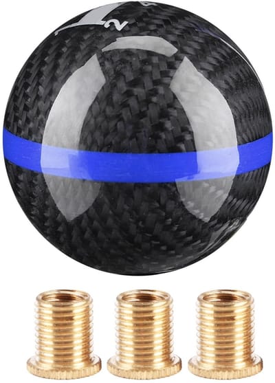 Dailygoods - Versnellingspook - Universeel - Carbon fiber - Zwart met blauwe lijn - Schakelpook - Geschikt voor handmatige transmissie - Inclusief ada...