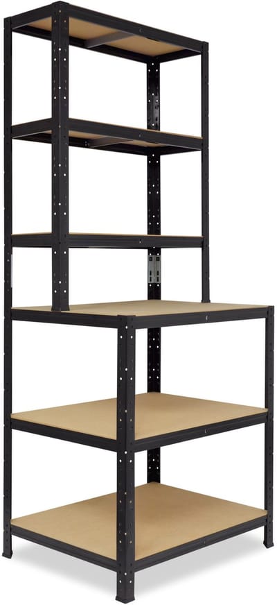 Shelfplaza BLACK werkbankstelling - 190x80x60 cm - zwart - 6 planken