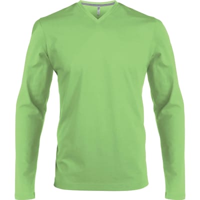 Kariban T-shirt V-hals lange mouwen K358 - Lime - M