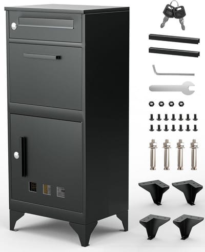 Staande Brievenbus - Pakketbox Buiten - Veilig Post Ontvangen - XXL Capaciteit - 34 x 48 x 110 cm - Zwart