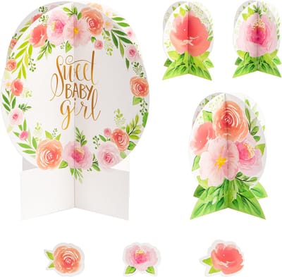 AMSCAN - 27 decoratieaccessoires voor tafel sweet baby girl bloemig en vintage