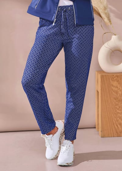 Vrijetijdsbroek met glansdetails - koningsblauw / gedess. - Gr. 24 van Goldner Fashion
