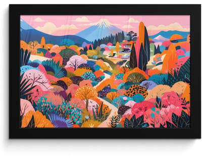 Poster in lijst - Fotolijst 30x20 cm - Posters - Witte bergtop - Modern - Kleurrijk - Posterlijst zwart - Decoratie - Wanddecoratie woonkamer - Muurdecoratie slaapkamer