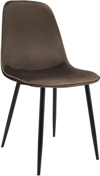 CLP Maryam Eetkamerstoel - klassiek - met rugleuning - zwart metalen frame - belastbaar tot 150 kg - Fluweel/bruin