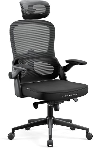 DIABLO CHAIRS - Bureaustoel V-LIGHT - Ergonomische bureaustoel verstelbaar - Zwart