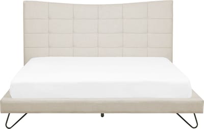 LANNION - Tweepersoonsbed - Lichtbeige - 160 x 200 cm - Polyester