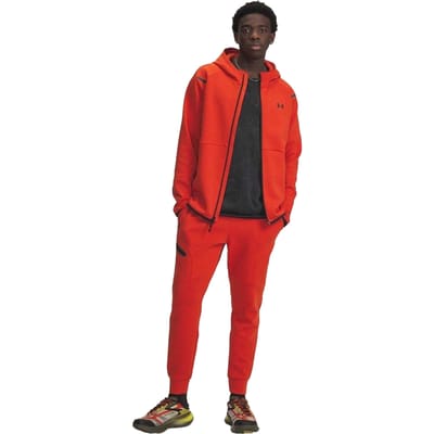 Under Armour Heren-joggingbroek van Unstoppable-fleece met ritszakken (Oranje)