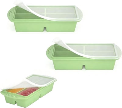 VHV - Diepvriesvorm - voedselveilige siliconen katvorm 2 stuks - met deksel - voor meal prep, soep, saus en vriezer