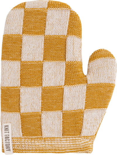 Knit Factory Ovenwant Block - Hittebestendige ovenhandschoen - keukenhandschoen - Gemaakt van 50% katoen & 50% acryl - Slijtvast - Ecru/Oker