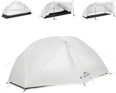 Naturehike Mongar PRO 1 – 1-persoons lichtgewicht tent – Incl. grondzeil – 20D 3000MM – 3-seizoenen koepeltent – Waterdichte trekkerstent & kampeertent – Grijs
