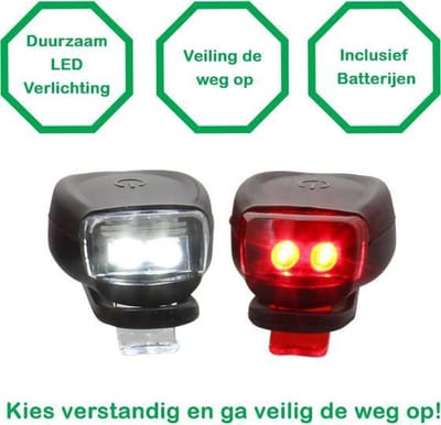 Luxe Fietsverlichting  1 Set Voor en Achter licht Inclusief 4 batterijen - fietslicht - Fietslampjes - Fietslamp - Voorlicht  - Achterlicht - led verlichting