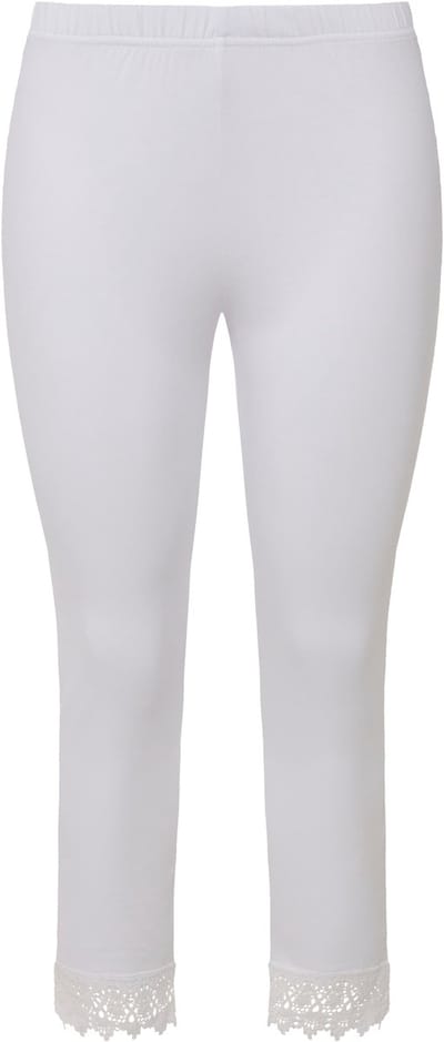 Ulla Popken - Dames - 7/8-leggings zoomkant biologische katoen - Sneeuwwit - Maat 42+