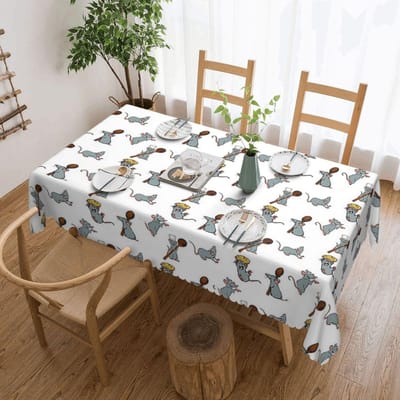 Remy Ratatouille Pak Aangepaste Rechthoekige Tafelkleed Waterdichte Tafelhoes voor Eetgelegenheden Tafelkleed 137x183cm