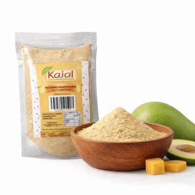 Gedroogd Mangopoeder (Amchur) 2 X 100 g – 100% Pure Gedroogde Mango | Fris-Zuur Kruidenpoeder voor Indiase Keuken, Curries, Chutneys, Samosa & Snacks | Perfect voor Dal, Sauzen, Marinades & Vegetarische Gerechten met Kajal Sticker